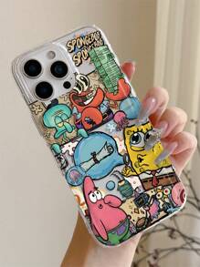 SPONGEBOB 1pc Spongy Bubble Transparent Minimalist Cartoon Series Soft Phone Case, Compatible With GalaxyS22/S23/S24Ultra, IPhone13/14/15/16PRO, Original Hand-Painted Soft Shell Anti-Drop Protective Cover, Ideal Gift For Girlfriend On Holidays Waterproof Shockproof Scratch Resistant