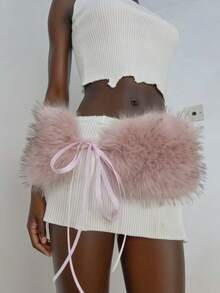 全新纯白色蓬松腰带，仿皮草GOA皮草腰带，羊毛皮草腰带，欧美性感热销款，女士夏季、秋季、秋季、万圣节蓬松腰带 - 彩色 - 查看 16