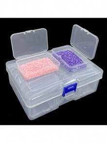 11格1套DIY串珠水钻彩绘工艺品透明塑料收纳盒，艺术刺绣长方形描述，多功能便携式珠宝配件展示盒，零件工具小物件分类盒返校 - 透明的 - 查看 8