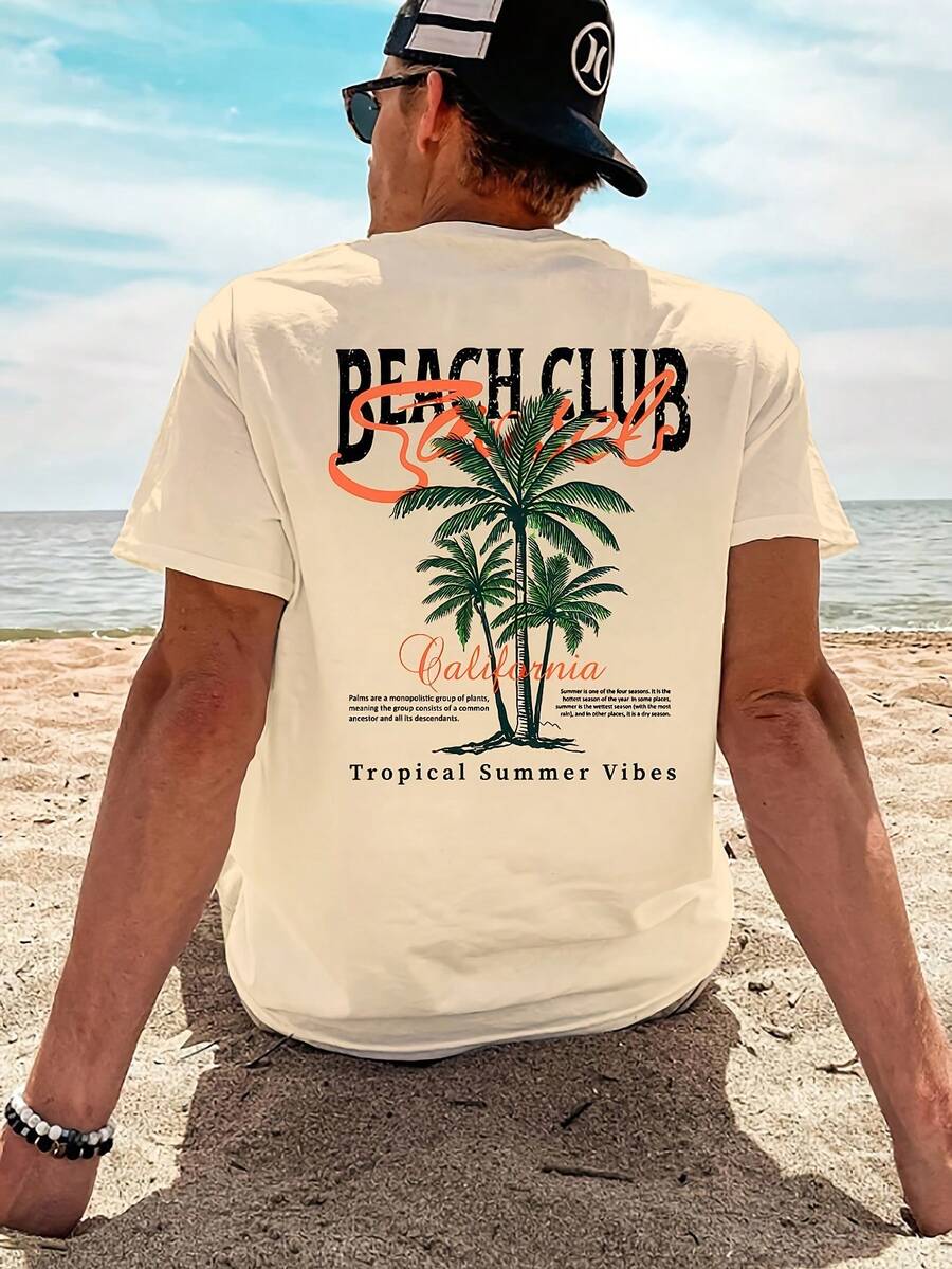 GRDR Men's Fashionable Printed Loose Short Sleeve T-Shirt | Exquisite Design | Summer Essential | Easy To Match | Showcase Your Style - Aprikot - View 1