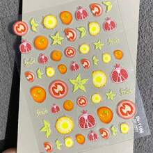 水果印花美甲贴纸，适合外出、日常生活和夏季