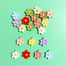 20pcs Spring-Themed Mixed Color Hexagon Flower Shaped DIY Jewelry Pendant, Earring, Necklace, Bracelet, Keychain, Bag Charm & Accessory Making Resin Parts - Mixed Color Six Petal Flower - View 5