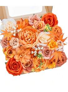 40pcs-Artificial Flowers Fall, Orange Faux Flowers With Stems Silk Mix Peony Combo Set Combination Silk Mixed Peony Rose Hydrangea Fake Flowers, Halloween Fall Decorations,Floral Decoration Gift, Wedding Bouquet, Home Artificial Flower Decoration, Happy Fall Party Supplies Thanksgiving Birthday,Hanksgiving Harvest Decor Party Supplies,Party, Wedding, Classroom,Home Thanksgiving Indoor Harvest Halloween,Autumn Harvest Party Supplies