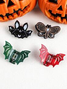 1 pièce Nouvelle série acrylique d'Halloween avec une conception de pince à cheveux originale en forme de chauve-souris, un accessoire de cheveux unique et amusant convenant pour les fêtes quotidiennes et les vacances