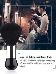 1/2pcs Black Barber Hair Brush Set, Men's Shaving Soft Brush & Makeup Cleaning Salon Tool With Black Abs Handle Premium Hair Styling Brush Set - Durable Nylon Bristles For Smooth Styling, Professional Barber Clipper & Trimmer Cleaning Brush, Perfect Beard Grooming Essential - Multicolor - View 3