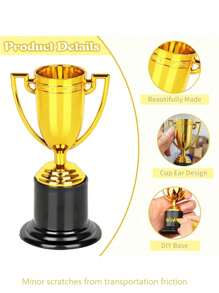 12 件 - 婴儿洗礼金奖杯，迷你奖杯，约 4 英寸塑料奖杯，适用于运动、比赛、才艺表演、拼字比赛、生日派对礼物、激励婴儿礼物、男孩和女孩的礼物