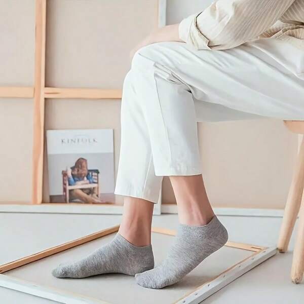 1/5/10 Pairs Of Solid Color Socks, Black, White, Gray, Light-Colored Boat Socks For Daily Wear, Multi-Purpose For Men And Women, Soft Socks, Suitable For Outdoor Activities, Suitable For All Seasons