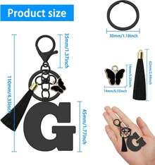 Initial Keychain Women,Alphabet A-Z Initial Letter Keychains With Tassel Purse Backpack Car Keyring - E - View 10