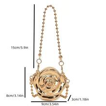 1 chiếc túi cầm tay kim loại mini mới, ví đựng tiền xu mạ vàng, túi xách màu kim loại sáng bóng Avant-Garde, túi đeo chéo có dây xích đính cườm, túi xách tay hoa bất đối xứng, túi đựng tiền xu thanh lịch - Vàng - Xem 11