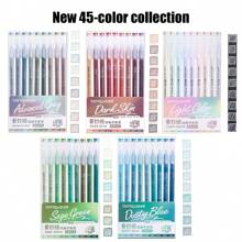 Languo 213 Pcs 1 Set High Capacity Color Neutral Pen Gel Pen Acrylic Paint Markers Pens, Student Painting Drawing 207 Colors Color Handbook Pen, Painting Graffiti Outline Can Be Stacked Color Fine Tip Neutral Pen 0.6mm, 24 Color System Set Candy Color Morandi Color Cute Stationery Pen