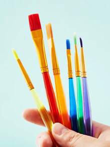 12pcs Candy Colored Children's Paintbrush Oil Painting Pen Set Plastic Rod, Art Painting Watercolor Painting Brush Oil Painting Pen Set, Phomemo 12 Pack Children's Paintbrush, Non Shedding Furry And Paintbrush, Specifications: 12PCS/4PCS/2PCS, Washable Acrylic Paint Set For Preschool Children, Toddler Painting Brush Set, Very Suitable As A School Gift For Children