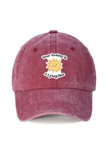 1pc Sun Graphic Baseball Cap, Washable Adjustable Hat, Fashion Breathable Versatile Outdoor Sun Protection, Gift For Holidays