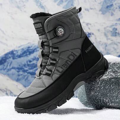 Botas de invierno para hombre de altura de tobillo para todas las estaciones - Parte superior de cuero con suela de PVC, botas de senderismo marrones/negras con plantilla acolchada, punta redonda y sistema de cordones, aptas para nieve, hielo y uso casual - Tracción todo terreno, botas casuales para hombre duraderas y cómodas para senderismo, urbanas y ocasiones de estilo británico