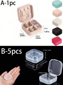 1/5 pièces Boîte à bijoux, petite boîte de rangement de bijoux de voyage en PU, boîte d'affichage et de rangement de bijoux portable à double couche, boîte à bijoux de mariage pour boucles d'oreilles, bagues, colliers, bracelets, nail art, cadeaux pour la fête des mères, cadeaux de demoiselle d'honneur, cadeaux de Noël, cadeaux d'Halloween, cadeaux pour femmes, cadeaux de mariage pour femmes, organisateur de rangement, essentiels de voyage, retour à l'école, rangement pour le dortoir