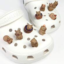 Water Vole Themed Shoe Charms - Cute Bathing Little Piglets, Funny Shoe Decor Set - Brown - View 4