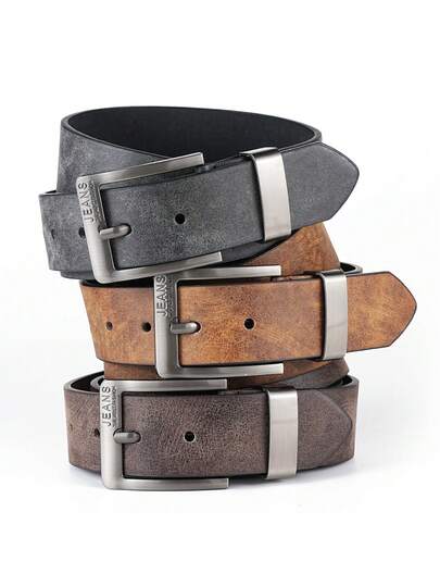 1 条男士金属扣腰带，优质 PU 皮革扣腰带，休闲、商务、时尚男士装饰腰带，是馈赠佳品