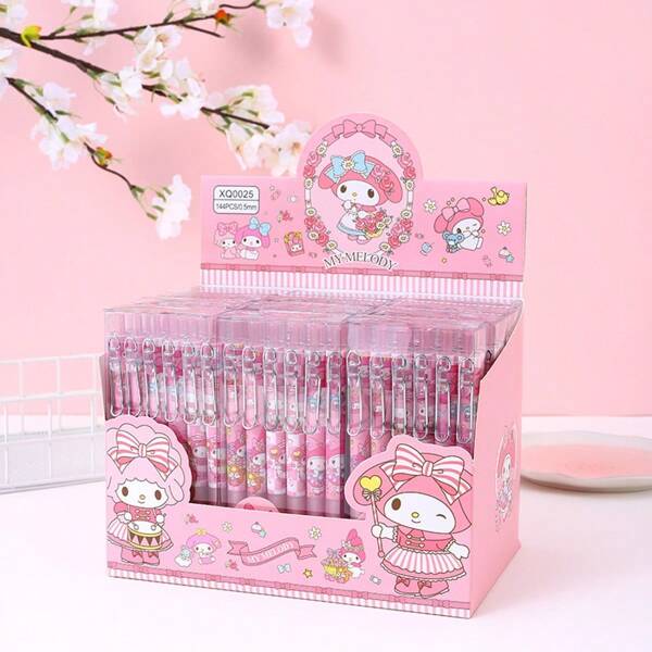 Sanrio 12pcs Sanrio Cute Family Melody Multi Color Ballpoint Pen Set - (Random Color) Cartoon Straight Rod 0.5mm Neutral Pen - Boxed Metal Hook Press Pen Cute Press Neutral Pen Student Stationery School Supplies,Back To School