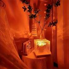 1pc Rotating Starry Sky Night Projection Light - 16 Color Remote Control USB Powered Round/Square Water Wave Atmosphere Lamp, With Birthday Gift, Bedside Bedroom Flame Aurora Shadow Mood Light, Night Light, Desk Lamp Functions