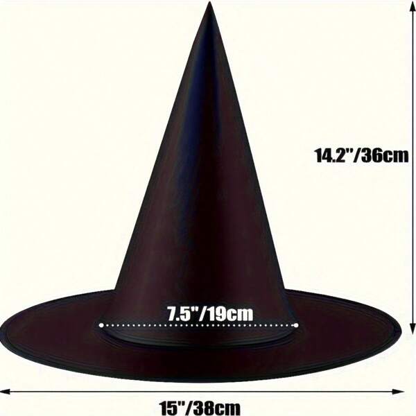3pcs Black Oxford Wizard Hat Set, Costume Makeup Party Props, Halloween Witch Hat For Role Play And Magic Show Decor