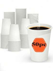 100pcs White Thickened Paper Cups, Disposable Milk Tea Coffee Cup, Disposable Craft Paper Colored Cups With Lid, Double-Layer Insulated Disposable Coffee/ Milk Tea Paper Cup , Festival, Party , For Christmas Party
