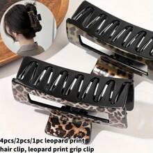 4 Stücke/2 Stücke/1 Stück Leopard Muster Haarclips, Leopard Muster Haarklammern, schicke karierte Haarspangen, einfache quadratische Haraccessoires, geeignet für Lässig und täglichen Gebrauch, Rückkehr zur Schule