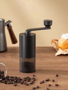 1pc Manual Coffee Bean Grinder, Portable Transparent View Glass Container, Large Capacity Hopper, Home & Dorm Use Fresh Ground Coffee Maker' Back To School - Black - View 11