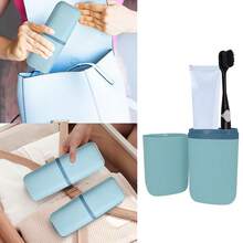 1pc Toothbrush Box Portable Detachable Organizer Case Mouthwash Cup Travel Toothbrush Storage Container Dustproof And Waterproof Toothpaste Holder Suitable Travel Accessories For Business Travel Initial Name 26 Letters Pattern - Blue - View 3
