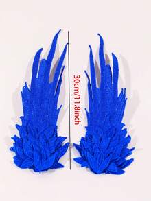 1 对超大洛丽塔羽毛黑白、粉色和粉蓝色刺绣边缘天使翅膀、恶魔翅膀配饰，适用于洛丽塔、万圣节、派对、角色扮演 DIY 头饰、发夹、道具