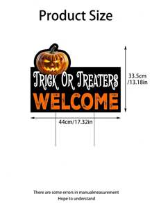 Large Trick Or Treaters Welcome Happy Halloween Yard Sign Home Outdoor Lawn Decoration With Stakes,Halloween Decorative Ground Plugs For Garden Patio Gates,Trick Or Treat Pumpkin Scary Spooky Decor
