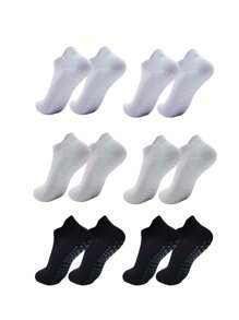 3/6 Pairs Solid Mesh Breathable Short Yoga Socks, Soft & Comfortable, Professional Silicone Non-Slip Suitable For Sports, Fitness, Pilates, Indoor Jumping Rope, Ballet, Thin Floor Socks, Unisex