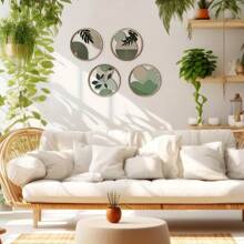 4pcs Bohemian Style Wooden Art Plant Decor Hanging Greenery, Suitable For Farmhouse, Living Room, Bedroom Wall Decor, Rustic & Chic, Strong Decorative Value, Can Be Used As Gift