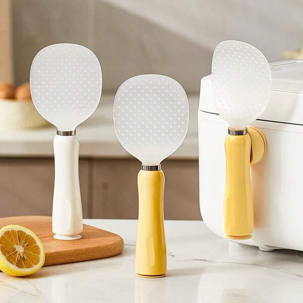 1 PC Vertical Magnetic Rice Spoon, Household Thickened Non-Stick Rice Spoon, Rice Cooker Rice Serving Spatula, Easy-To-Clean Rice Serving Spoon, Rice Serving Suction Cup Rice Spoon