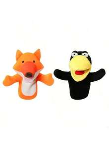 Plush Raven/Gorilla/Monkey/Puppet, Fox, Parrot And Mouth-Opening Animal Hand Puppets Toys