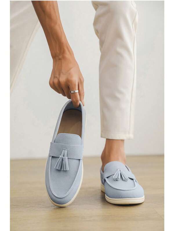 2025 New Suede Slip-On Loafers With Tassels, Casual Soft Sole Driving Loafers, Solid Color, Made Of Synthetic Leather, Suitable For Casual, Party, Office, Wedding, Outdoor, Holiday, Everyday Wear, All Seasons