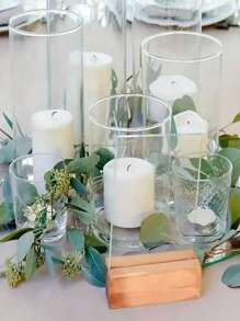 1pc, Glass Cylindrical Clear Candle Holder, Wedding Centerpiece Decoration, Easter And Thanksgiving Glass Cylindrical Vase For Wedding Centerpiece, Floating Candle Vase Flower Decoration, Wedding Ornaments, Ornament Candle Holder