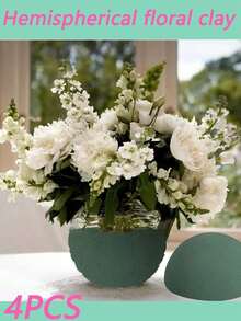 4 bucăți de spumă florală rotundă emisferică, fabricată din material poliester durabil, potrivită pentru realizarea de buchete de flori proaspete și flori artificiale, ideală pentru decorarea casei, a petrecerilor și a evenimentelor