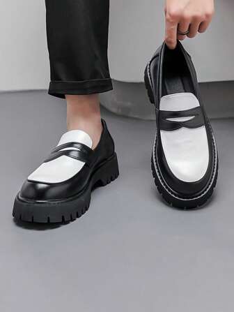Men's Casual Thick Sole Business Dress Shoes, High-End Soft Sole Heightening Commuter Loafers