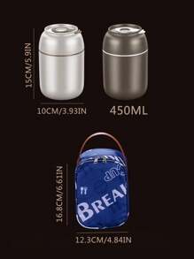 3pcs Oatmeal Container Set With Bowl And Reusable Plastic Spoon, 15.4oz (450ml) Portable Stainless Steel Yogurt Breakfast Travel Mug, Cereal, Milk And Fruit Salad Storage Containers With Insulation Bag