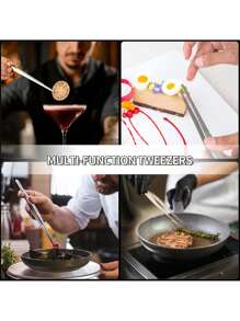 Stainless Steel Kitchen Tongs, Kitchen Tongs, 30 Cm Chef Tongs, Kitchen Tools, Precision Kitchen Tools, Long Straight Tweezers, Used For Cooking, Barbecuing And Cooking - Silver - View 2