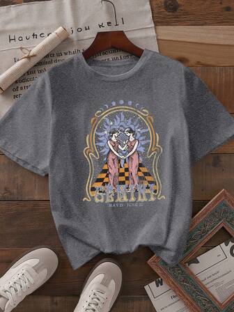 女士休闲短袖圆领大码 T 恤