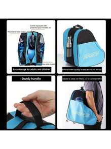 1 pezzo - Borsa per pattinaggio, con cinturino regolabile alla spalla, grande capacità, borsa per riporre in modo traspirante, per pattini a rotelle, accessori per pattinaggio in linea, borsa portatile per riporre gli accessori 'auto