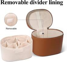 Cosmetic Case, Leather Makeup Bag, Portable Handheld Makeup Case, Detachable Compartments