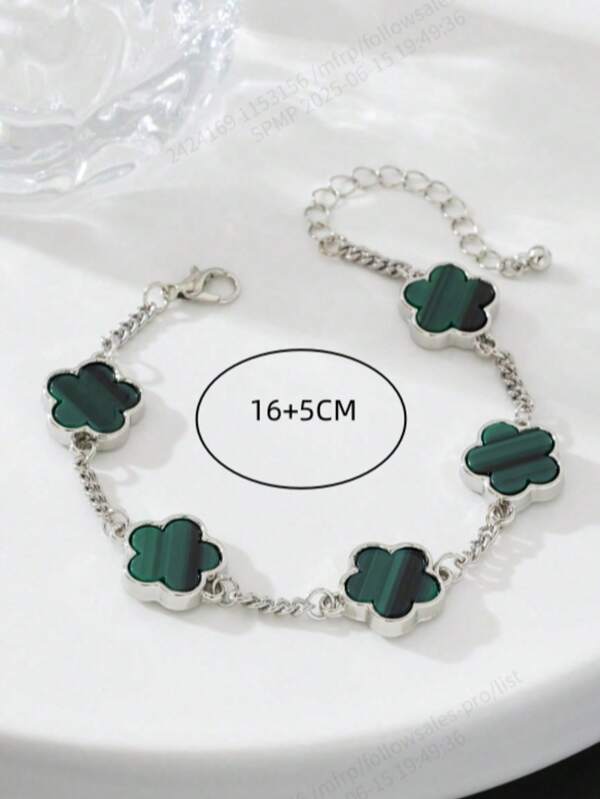 1pc Men's Classic Lucky Clover Design Business Fashion Bracelet