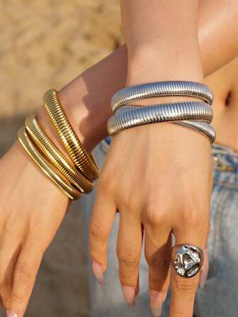 Set de 1-2-3 piezas de brazaletes dorados/plateados, brazaletes anchos y flexibles, regalo ideal para familia, amigos, Día de la Madre, maestros