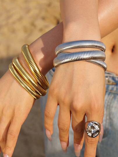 Set de 1-2-3 piezas de brazaletes dorados/plateados, brazaletes anchos y flexibles, regalo ideal para familia, amigos, Día de la Madre, maestros