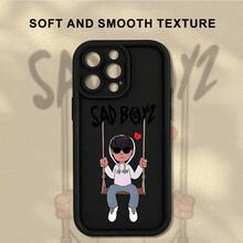 Estuche protector suave de alta gama con patrón de niños jóvenes, elegante y moderno, hermoso e interesante para iPhone 7/8/X/XS/XR/11/12/13/14/15/16 Plus Pro Max Mini, regalo perfecto para vacaciones/cumpleaños para novia, novio, mujer, hombre, esposo, esposa, amigo o para ti mismo - Negro - Ver 1