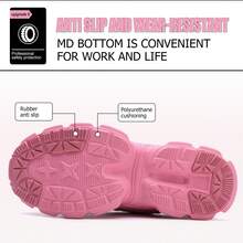 UMBURLLY 女士钢头鞋夏季防砸防刺休闲一脚蹬钢头透气轻便工作鞋