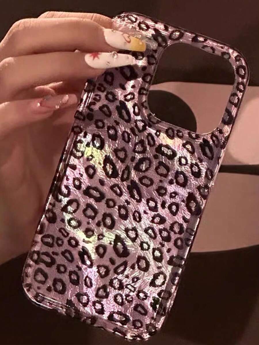 奢华豹纹手机壳，兼容 16/15/14/13/12 Pro Max/11/17/17 Pro/17 Pro Max，时尚防震、防水、防摔、防刮擦保护后盖 - 黑粉小豹紋 - 查看 1