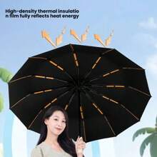 72-Bone Ultra-Strong Windproof Rainproof Automatic Umbrella, Large UV Protection Folding Umbrella, Unisex Umbrella (Strap Color Random)