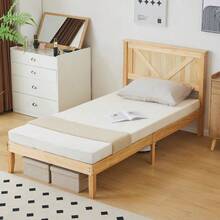 Twin Bed Frame Solid Pine Wood Queen Platform Bed Natural - twin+natural - View 4